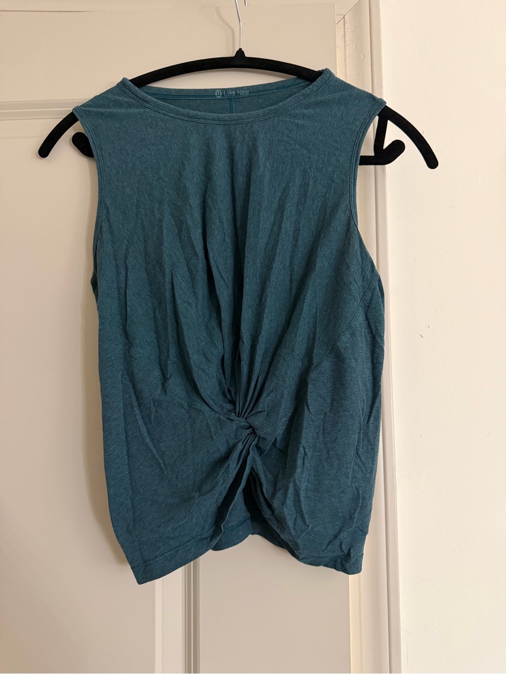 Light Blue Teal Twist-Front Sleeveless Top